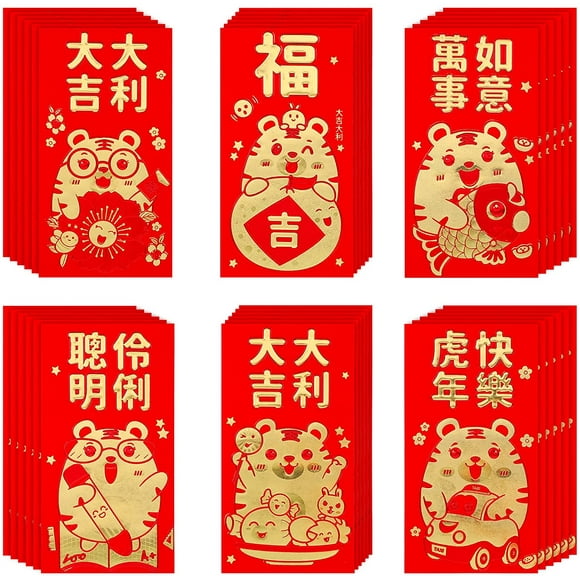 SOIMISS 30pc Chinese Red Envelopes Lucky Envelopes New Year Money Envelopes Year of The Tiger Hong Bao Money Packets for Spring Festival Supplies